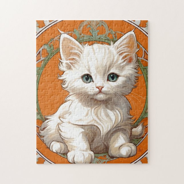 Puzzle Alphonse Mucha Art Nouveau Gatito Blanco (Vertical)