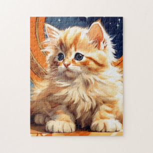 Puzzle Alphonse Mucha Art Nouveau Naranja Cat