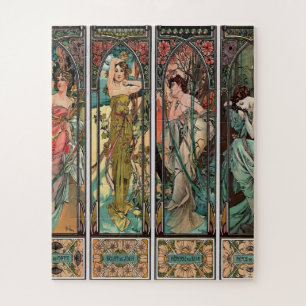 Puzzle Alphonse Mucha arte, art nouveau, vintage, hembras