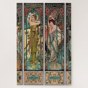 Puzzle Alphonse Mucha arte, art nouveau, vintage, hembras