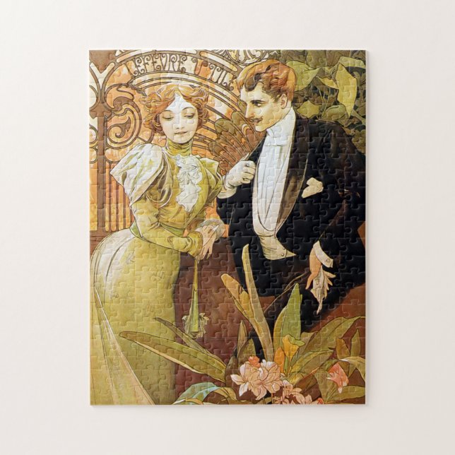 Puzzle Alphonse Mucha Flirt Vintage Romantic Art Nouveau (Vertical)