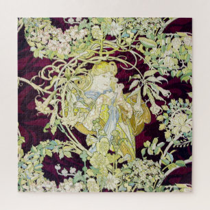 Puzzle Alphonse Mucha Mujer con margarita Art Nouveau Art