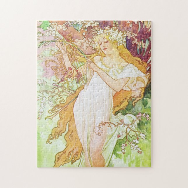 Puzzle Alphonse Mucha Primavera Vintado Floral Art Nouvea (Vertical)