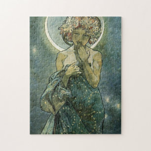 Puzzle Alphonse Mucha Sorprendente Mujer Art Nouveau #18