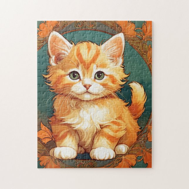 Puzzle Alphonse Mucha Style Naranja Cat (Vertical)