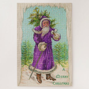 Puzzle alrededor de 1910 Papá Noel con túnica púrpura
