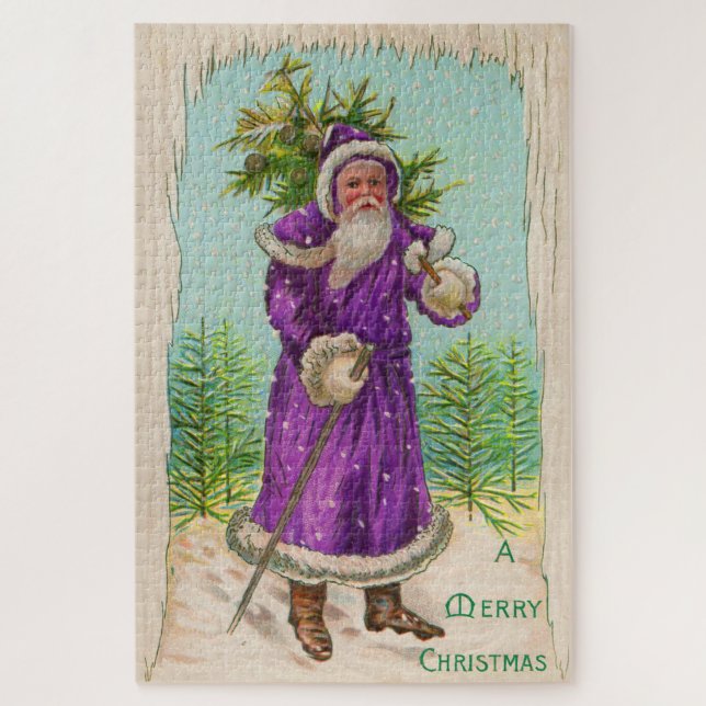 Puzzle Alrededor de 1910 Santa Claus con bata morada (Vertical)