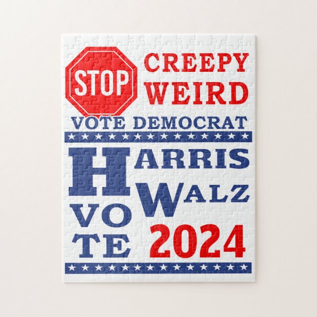 Puzzle Alto al espeluznante voto raro Harris Walz 2024 (Vertical)
