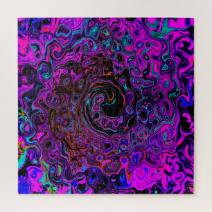 Puzzle Alucinante Remolino Líquido Retro Negro y Magenta