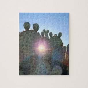 Puzzle Amanecer a través de una foto de Cactus