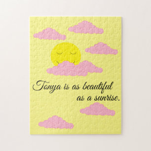 Puzzle Amanecer amarillo con varias nubes rosadas