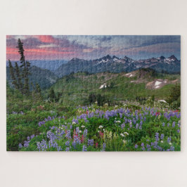 Puzzle Amanecer con la pradera de flores silvestres en el