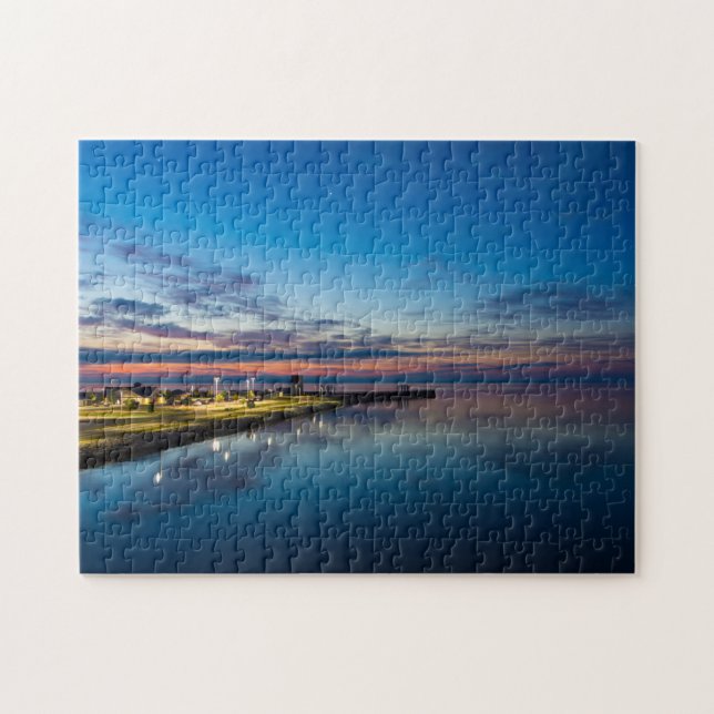 Puzzle Amanecer de la ciudad de Mackinaw (Horizontal)