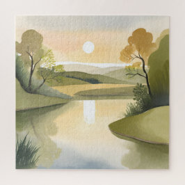 Puzzle Amanecer de Río | Acuarela Amarillo