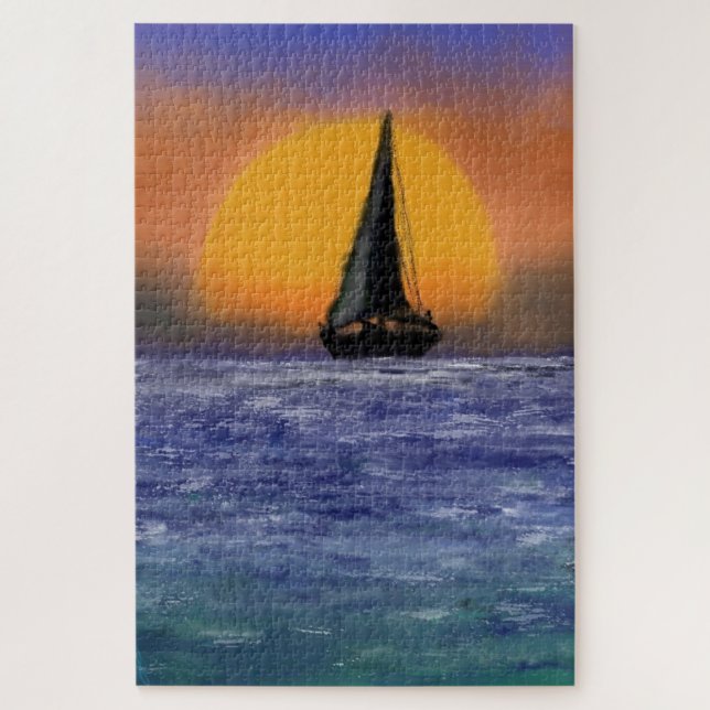 Puzzle Amanecer de velero - Acuarela (Vertical)