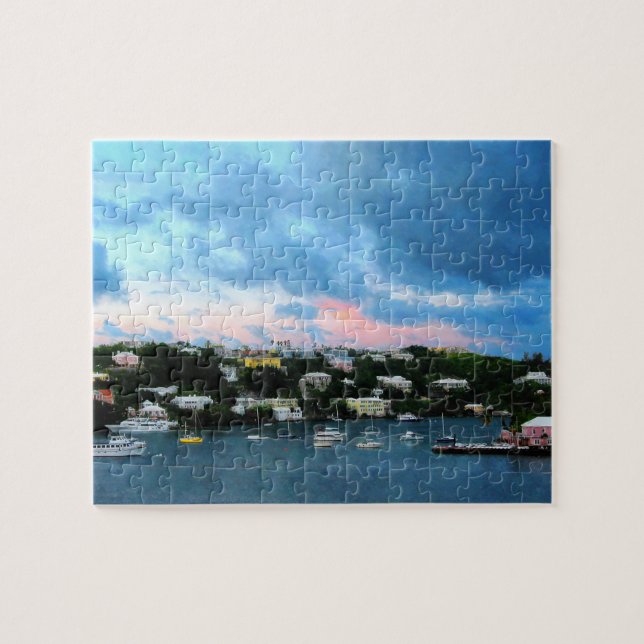 Puzzle Amanecer del puerto de King's Wharf Bermuda (Horizontal)