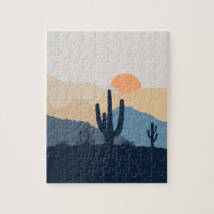 Puzzle Amanecer en el desierto azul y beige