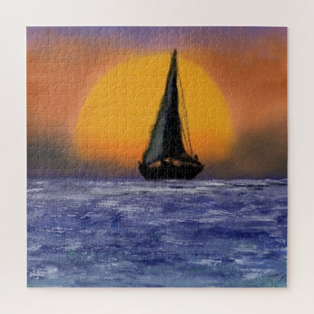 Puzzle Amanecer en velero - Arte acuático - (Vertical)