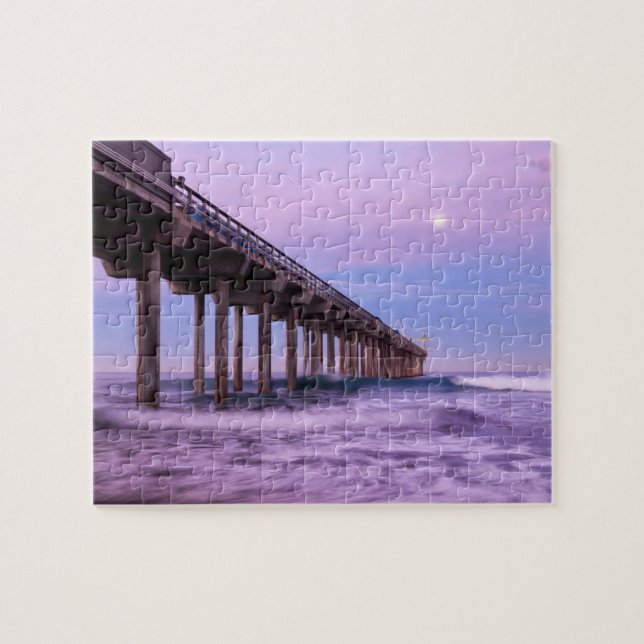 Puzzle Amanecer morado sobre el muelle, California (Horizontal)