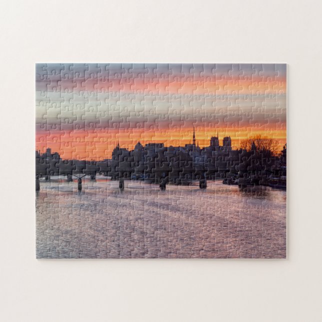 Puzzle Amanecer sobre Ile de la Cite y Notre Dame - París (Horizontal)
