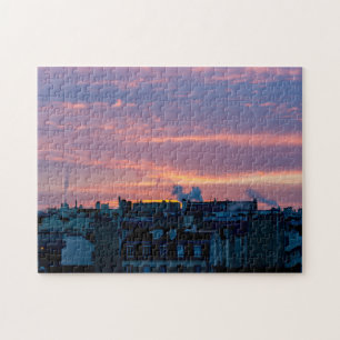 Puzzle Amanecer sobre los tejados de París en invierno - 