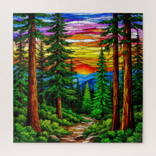 Puzzle Amanecer sobre un paisaje forestal tranquilo