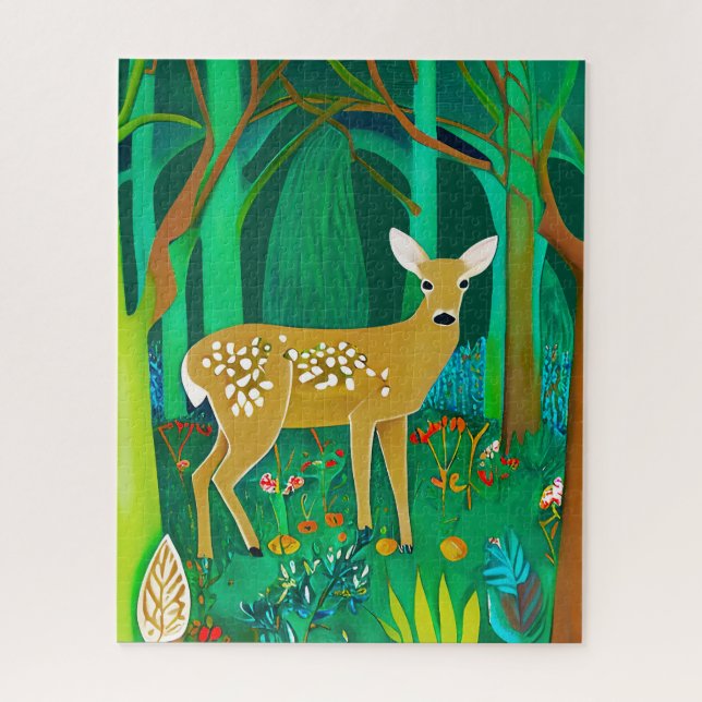 Puzzle Amanecer visto en un ambiente de bosque fantástico (Vertical)