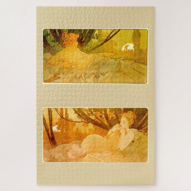 Puzzle Amanecer y atardecer por Alphonse Mucha (Vertical)