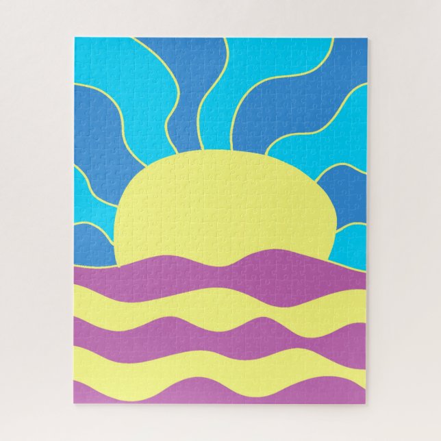 Puzzle Amanecer y olas resumen arte (Vertical)