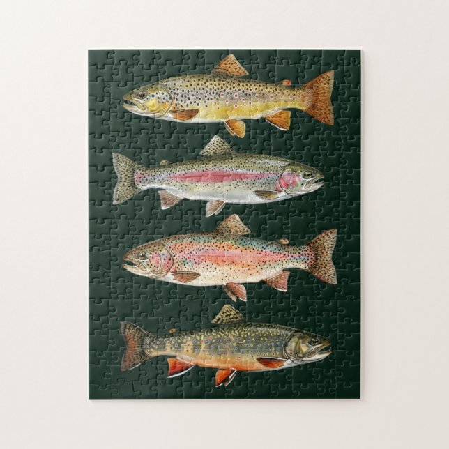 Puzzle Amante de la Pesca – Diseño de Pesca de Trucha (Vertical)