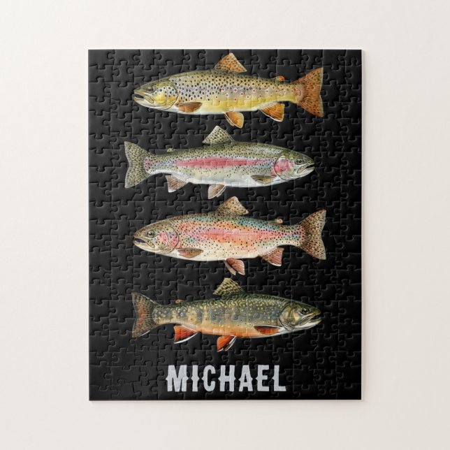 Puzzle Amante de la pesca personalizado – Diseño de pesca (Vertical)