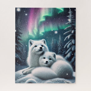 Puzzle Amantes de los zorros del Ártico Encenden bosques