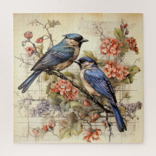 Puzzle Amantes de pájaros vintage lindos