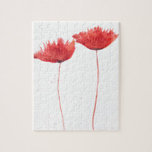 Puzzle Amapolas flores rojas acuarela naturaleza verano r