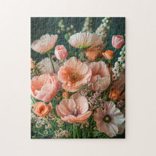 Puzzle Amapolas rosadas y flores de dragón