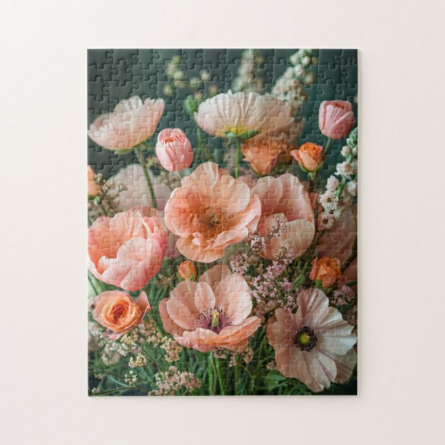 Puzzle Amapolas rosadas y flores de dragón (Vertical)