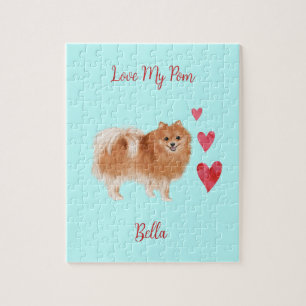Puzzle Amar mi Pom Pomeranian Dog Personalizado nombre Ma