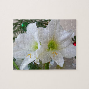 Puzzle Amaryllis blanco y árbol de Navidad