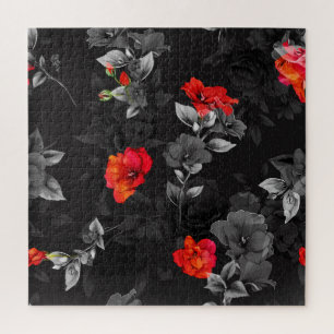 Puzzle Amaryllis floral sin soldadura fondo negro