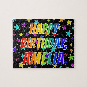 Puzzle "AMELIA" Nombre, Diversión "FELIZ CUMPLEAÑOS"