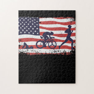 Puzzle American flag Triathlon