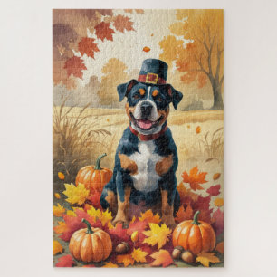 Puzzle American Staffordshire entre Hojas de Otoño