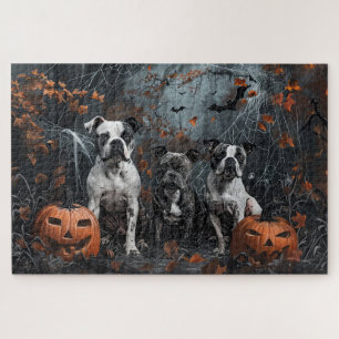 Puzzle American Staffordshire Noche de Halloween Perrito