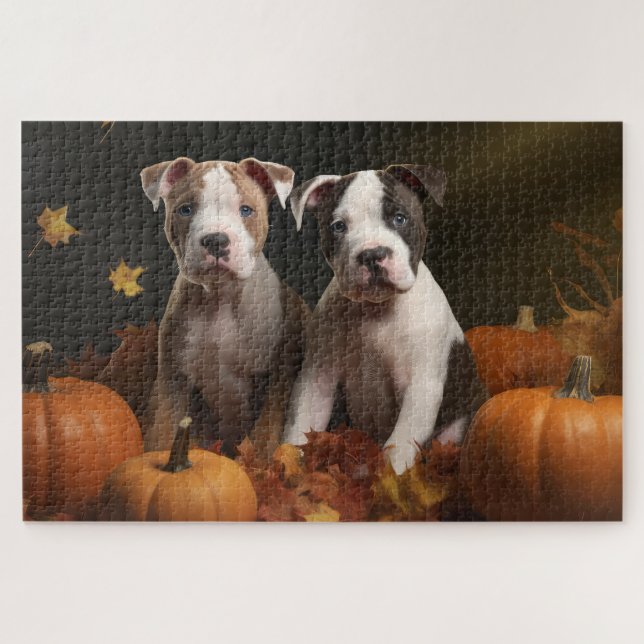 Puzzle American Staffordshire Puppy Autumn Delight (Horizontal)