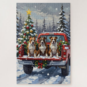 Puzzle American Staffordshire Terrier Navidad Camioneta R