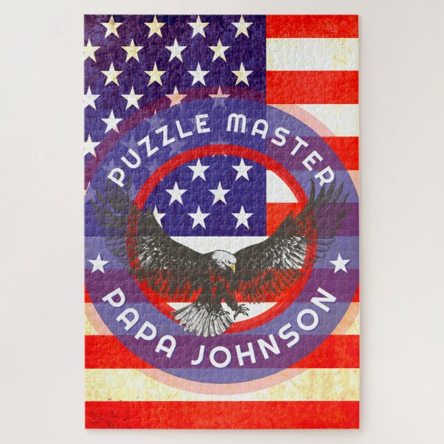 Puzzle American US flag custom red white blue (Vertical)