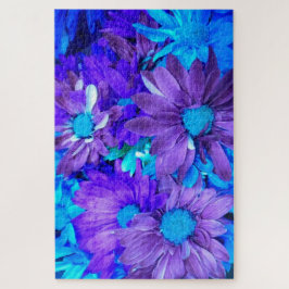 Puzzle Amethyst Purple N Turquoise Daisies