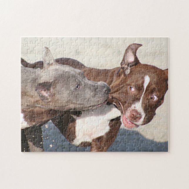 Puzzle Amigos en juego - Cachorros Pitbull (Horizontal)