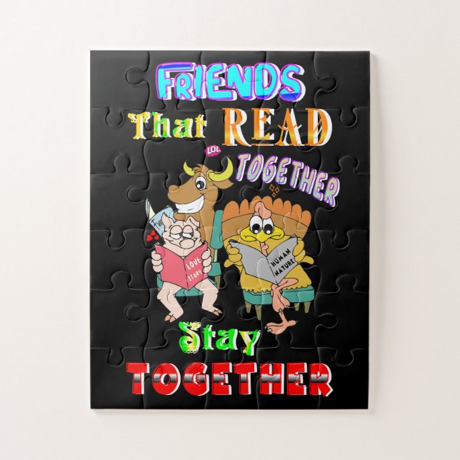 Puzzle Amigos que leen juntos permanecen juntos (Vertical)