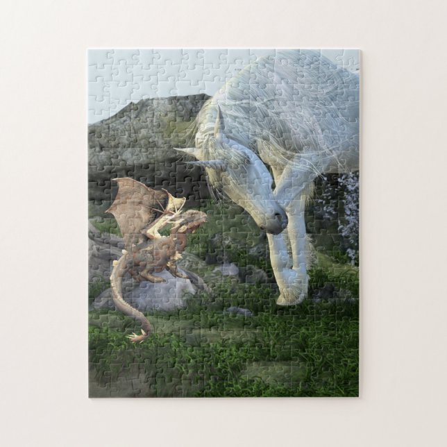 Puzzle Amigos Unicornio y Dragón Bebé Fairy Tail (Vertical)